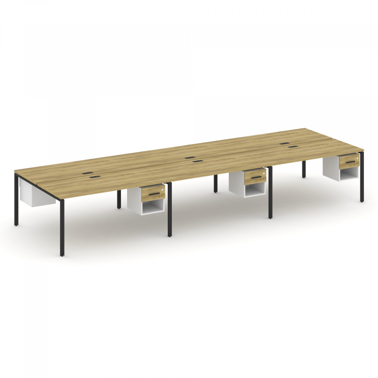 Concept Рабочая станция двухсторонняя с подвес. тумбами на 6 мест CN.DRS-160 B Дуб Винченцо/Белый Бр