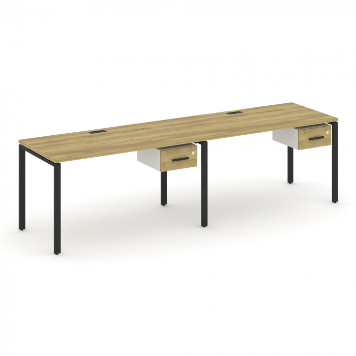 Концепт Рабочая станция односторонняя с подвес. тумбами 2 места CN.ORS-111 B Дуб Винченцо/Белый Брил