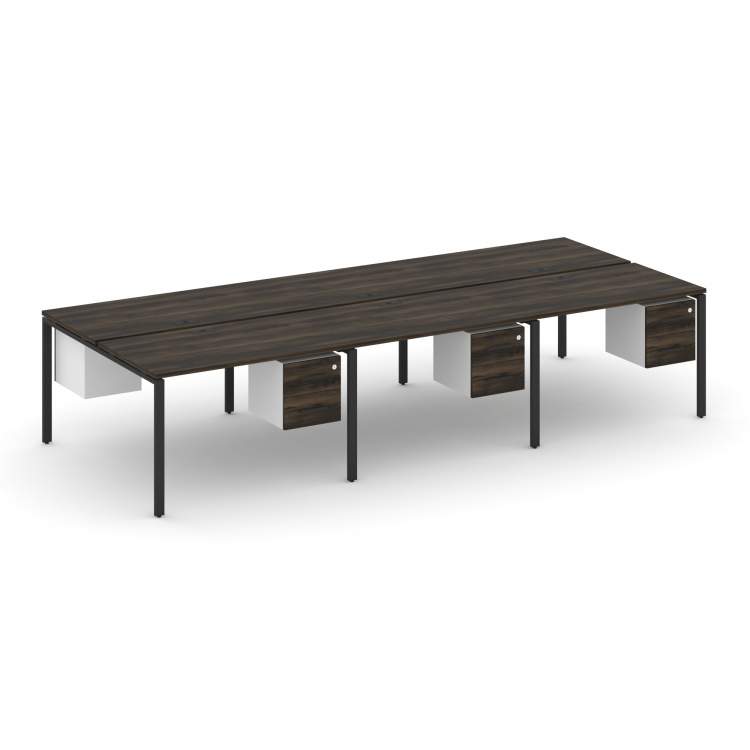 Concept Рабочая станция двухсторонняя с подвес. тумбами на 6 мест CN.DRS-154 B Дуб Мали/Белый Брилли