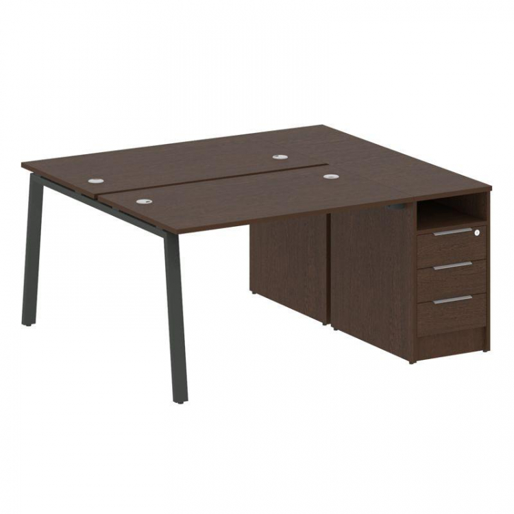 Metal System Рабочая станция с тумбой на А-образном м/к БА.РС-СТП-2.2 Венге Цаво/Металл Антрацит 161