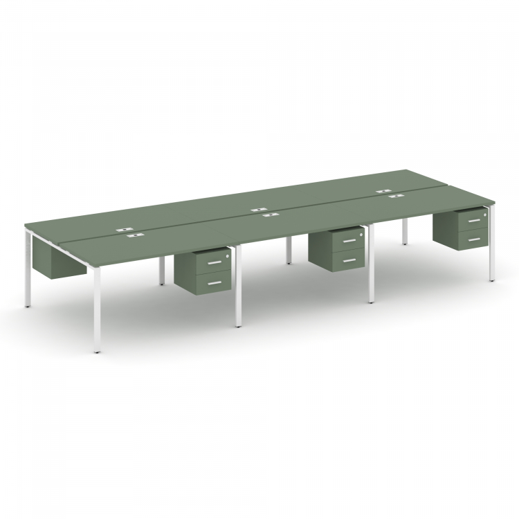 Concept Рабочая станция двухсторонняя с подвес. тумбами на 6 мест CN.DRS-154 W Кобо/Металл Белый 354