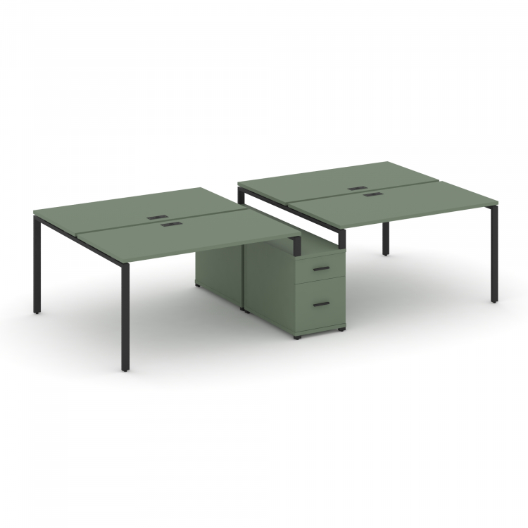 Concept Рабочая станция 4 места с двухсторонней опорной тумбой CN.DRS-316 B Кобо/Металл Черный 3072*