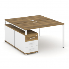 Concept Рабочая станция 2 места с двухсторонней опорной тумбой CN.DRS-303 W Сандал Янтарный/Белый Бр