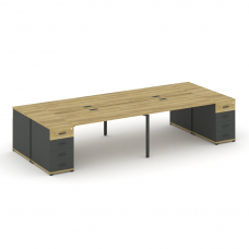 Concept Рабочая станция 4 места с 2 опорными тумбами CN.DRS-427 A Дуб Винченцо/Антрацит/Металл Антра