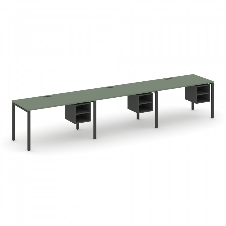 Concept Рабочая станция односторонняя с подвес. тумбами 3 места CN.ORS-126 Кобо/Антрацит/Металл Антр