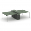 Concept Рабочая станция 4 места с 1 опорной тумбой CN.DRS-439 A Кобо/Антрацит/Металл Антрацит 3180*1