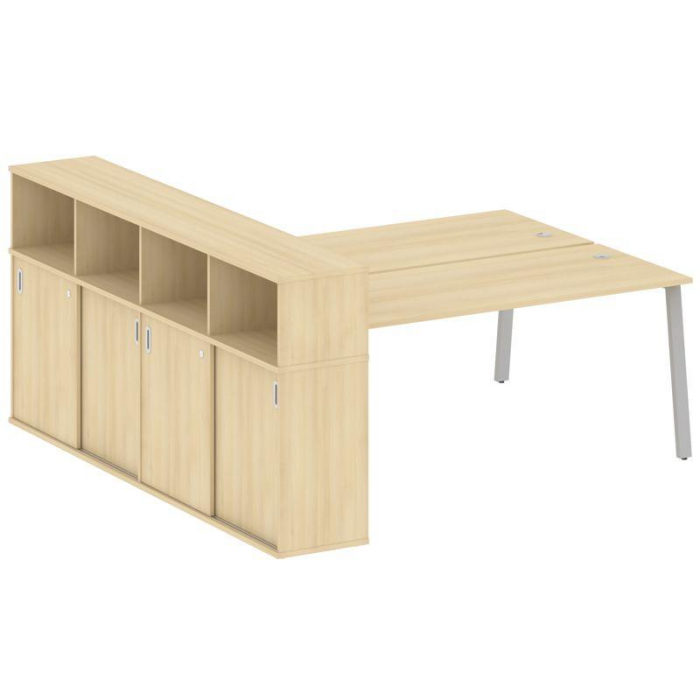 Metal System Рабочая станция с шкафом-купе на А-образном м/к БА.РС-СШК-4.5 Т Акация Лорка/Металл Сер