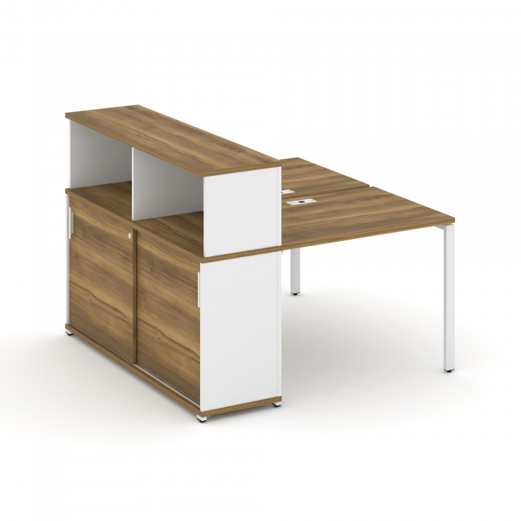 Concept Рабочая станция с опорным шкафом-купе с надставкой низ. CN.DRS-237 W Сандал Янтарный/Белый Б