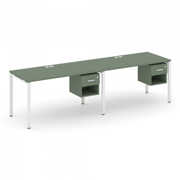 Concept Рабочая станция односторонняя с подвес. тумбами 2 места CN.ORS-117 W Кобо/Металл Белый 1960*