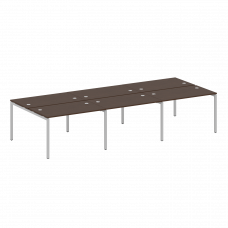 Metal System Quattro Рабочая станция на 6 раб. мест на П-образном м/к 40БП.СМ-6.2 Венге Цаво/Металл