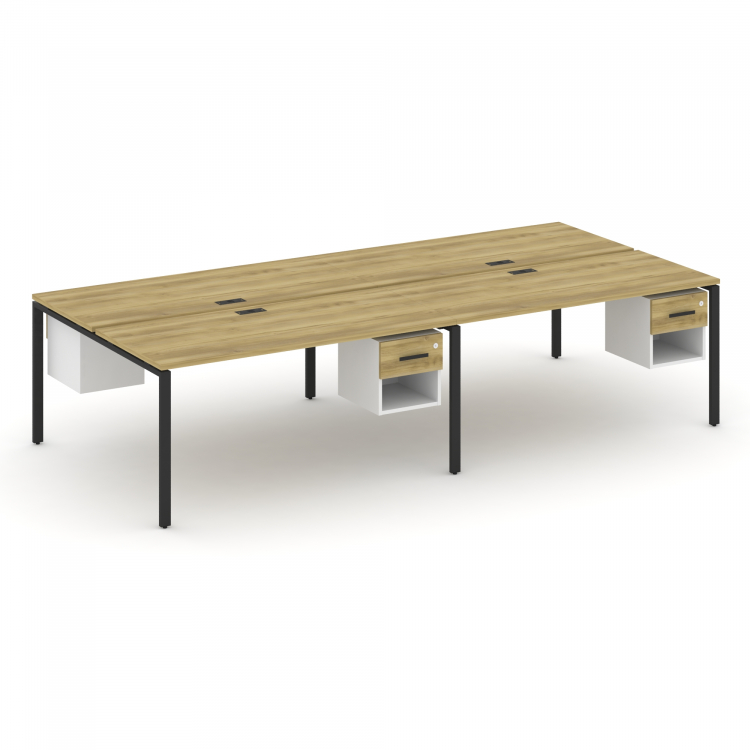 Concept Рабочая станция двухсторонняя с подвесными тумбами на 4 места CN.DRS-140 B Дуб Винченцо/Белы