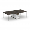 Concept Рабочая станция 4 места с 1 опорной тумбой CN.DRS-418 B Дуб Мали/Белый Бриллиант/Металл Черн