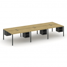 Concept Рабочая станция двухсторонняя с подвес. тумбами на 6 мест CN.DRS-146 Дуб Винченцо/Антрацит/М