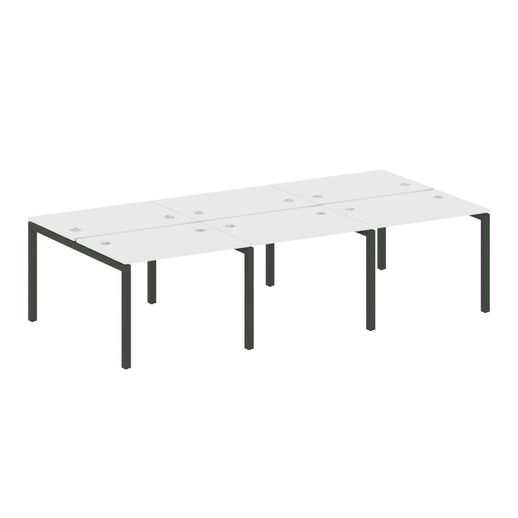 Metal System Quattro Рабочая станция на 6 раб. мест на П-образном м/к 50БП.СМ-6.1 Белый/Металл Антра