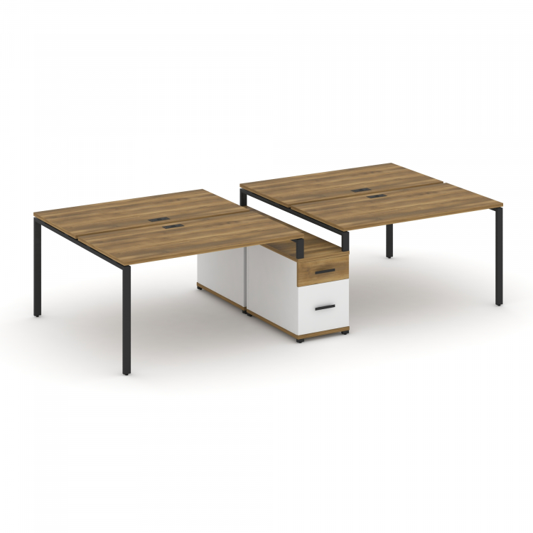 Concept Рабочая станция 4 места с двухсторонней опорной тумбой CN.DRS-315 B Сандал Янтарный/Белый Бр