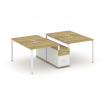 Concept Рабочая станция 4 места с двухсторонней опорной тумбой CN.DRS-313 W Дуб Винченцо/Белый Брилл