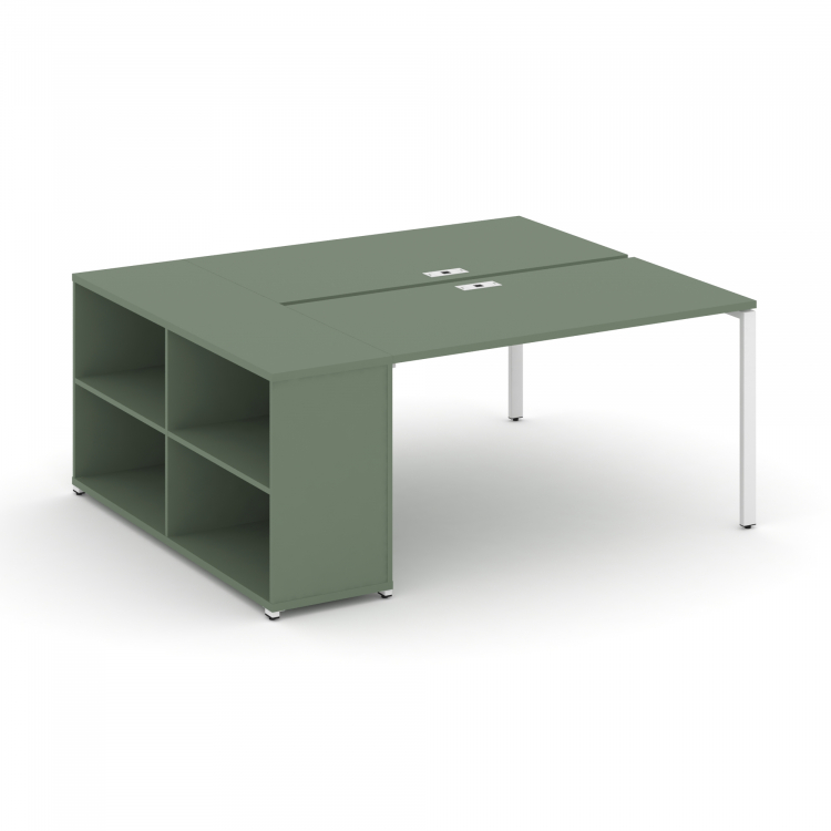 Concept Рабочая станция с опорным стеллажом CN.DRS-203 Кобо/Металл Белый 1800*1480*750