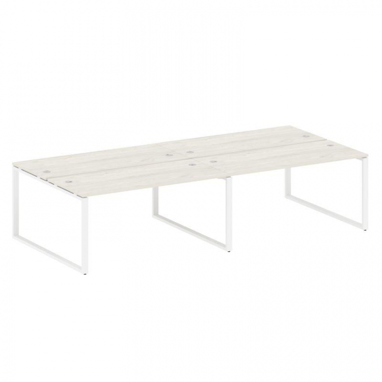 Metal System Рабочая станция на 4 места на О-образном м/к БО.СМ-4.4 Дуб Наварра/Металл Белый 3200*14