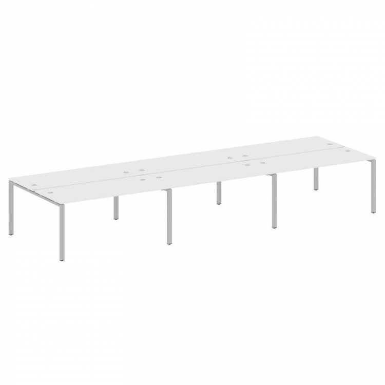 Metal System Рабочая станция на 6 мест на П-образном м/к БП.СМ-6.4 Белый/Металл Серый 4800*1475*750