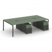 Concept Рабочая станция 4 места с 2 двухсторонними опорными тумбами CN.DRS-322 A Кобо/Антрацит/Метал