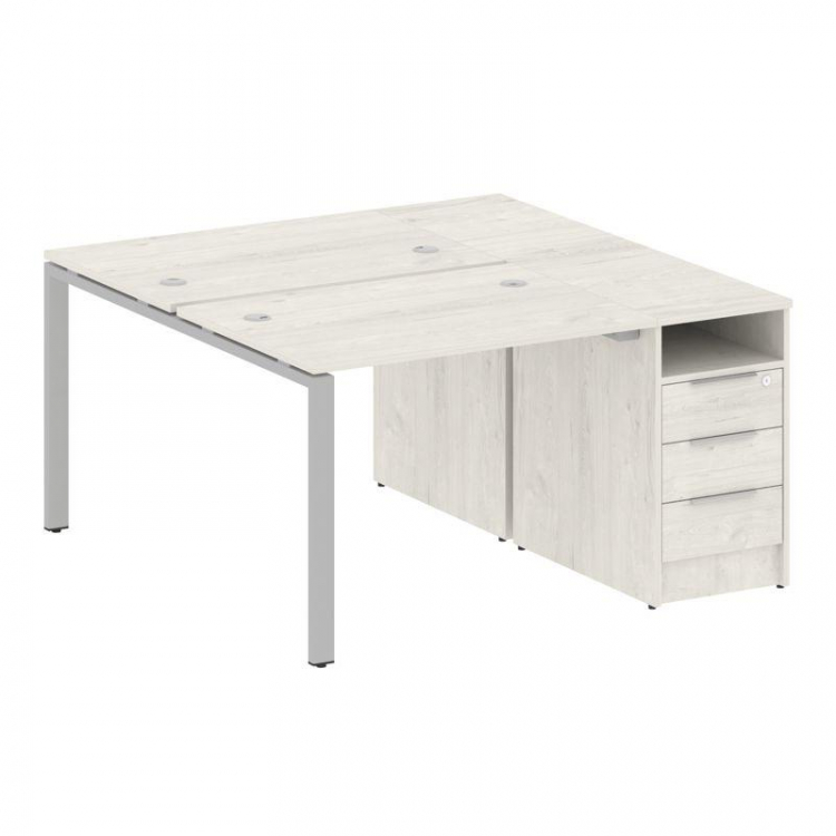 Metal System Рабочая станция с тумбой на П-образном м/к БП.РС-СТП-2.1 Дуб Наварра/Металл Серый 1412*