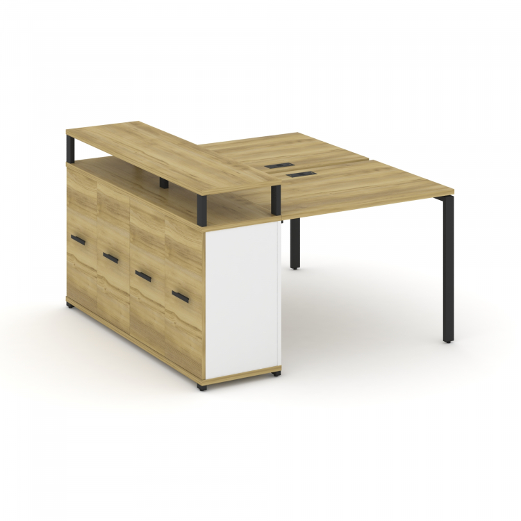 Concept Рабочая станция с опорным распаш. шкафом с верх. горизонтом CN.DRS-221 B Дуб Винченцо/Белый