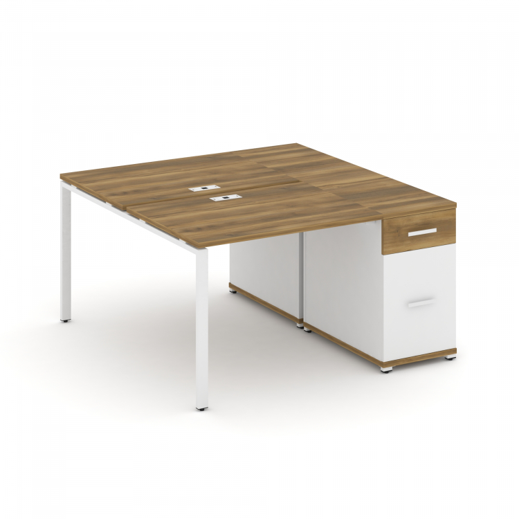 Concept Рабочая станция с 1 опорной тумбой CN.DRS-405 W Сандал Янтарный/Белый Бриллиант/Металл Белый