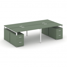 Concept Рабочая станция 4 места с 2 двухсторонними опорными тумбами CN.DRS-329 W Кобо/Металл Белый 1