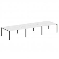 Metal System Рабочая станция на 6 мест на П-образном м/к БП.СМ-6.4 Белый/Металл Антрацит 4800*1475*7