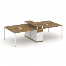Concept Рабочая станция 4 места с 1 опорной тумбой CN.DRS-439 W Сандал Янтарный/Белый Бриллиант/Мета