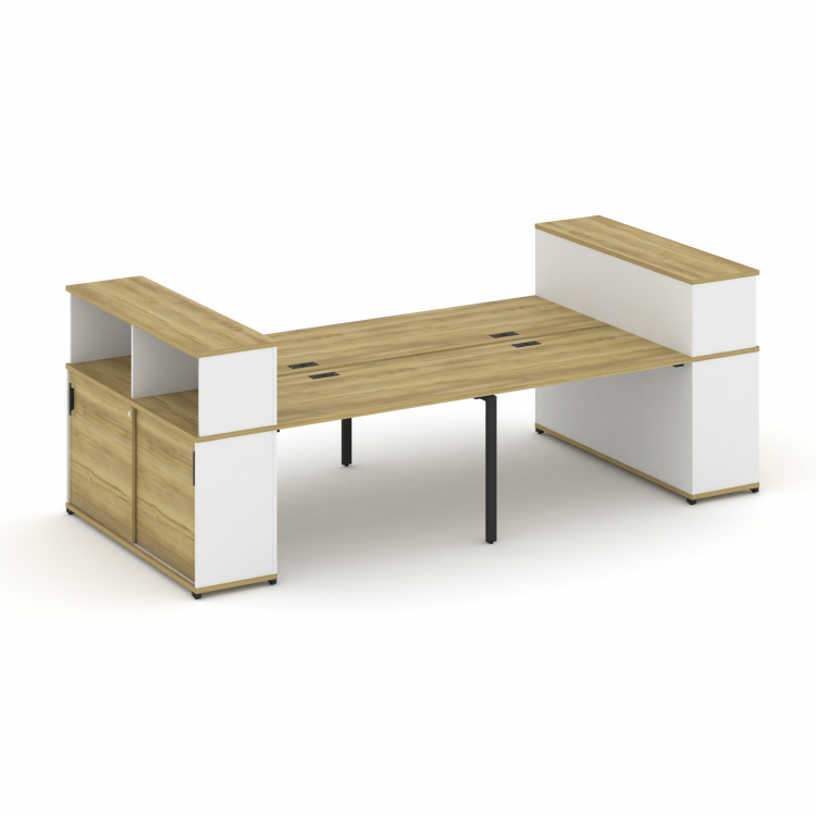 Concept Рабочая станция с опорными шкафами-купе с надставкой низ. CN.DRS-282 B Дуб Винченцо/Белый Бр