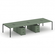 Concept Рабочая станция 6 мест с 2 двухсторонними опорными тумбами CN.DRS-346 B Кобо/Металл Черный 3