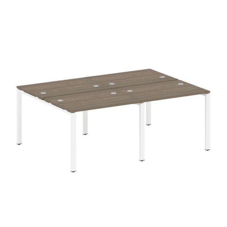 Metal System Рабочая станция на 4 места на П-образном м/к БП.СМ-4.1 Вяз Благородный/Металл Белый 200