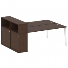 Metal System Рабочая станция с шкафом-купе на А-образном м/к БА.РС-СШК-2.5 Т Венге Цаво/Металл Белый