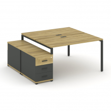 Concept Рабочая станция 2 места с двухсторонней опорной тумбой CN.DRS-303 A Дуб Винченцо/Антрацит/Ме
