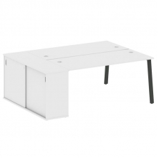 Metal System Рабочая станция с шкафом-купе на А-образном м/к БА.РС-СШК-1.4 Т Белый/Металл Антрацит 2