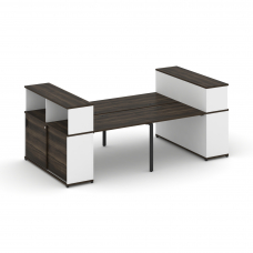 Concept Рабочая станция с опорными шкафами-купе с надставкой низ. CN.DRS-281 B Дуб Мали/Белый Брилли