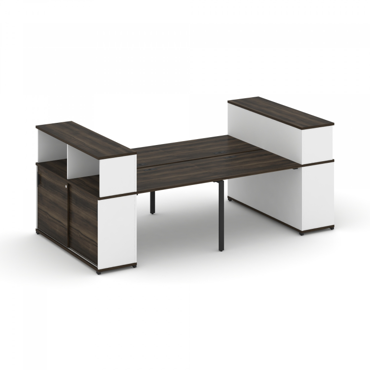 Concept Рабочая станция с опорными шкафами-купе с надставкой низ. CN.DRS-281 B Дуб Мали/Белый Брилли