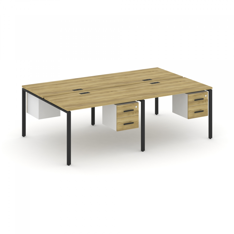 Concept Рабочая станция двухсторонняя с подвесными тумбами на 4 места CN.DRS-134 B Дуб Винченцо/Белы