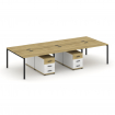 Concept Рабочая станция 6 мест с 2 двухсторонними опорными тумбами CN.DRS-342 B Дуб Винченцо/Белый Б