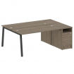 Metal System Рабочая станция с тумбой на А-образном м/к БА.РС-СТП-2.4 Вяз Благородный/Металл Антраци