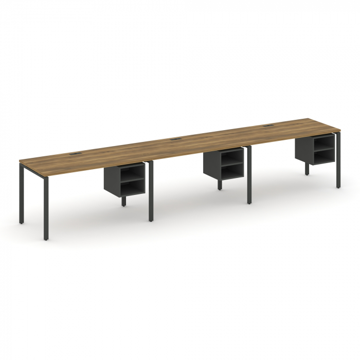 Концепт Рабочая станция односторонняя с подвес. тумбами 3 места CN.ORS-127 Сандал Янтарный/Антрацит/