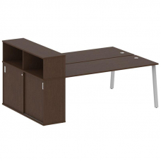 Metal System Рабочая станция с шкафом-купе на А-образном м/к БА.РС-СШК-2.5 Т Венге Цаво/Металл Серый