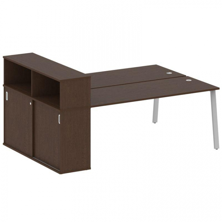 Metal System Рабочая станция с шкафом-купе на А-образном м/к БА.РС-СШК-2.5 Т Венге Цаво/Металл Серый