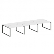 Metal System Рабочая станция на 6 мест на О-образном м/к БО.СМ-6.3 Белый/Металл Антрацит 4200*1475*7
