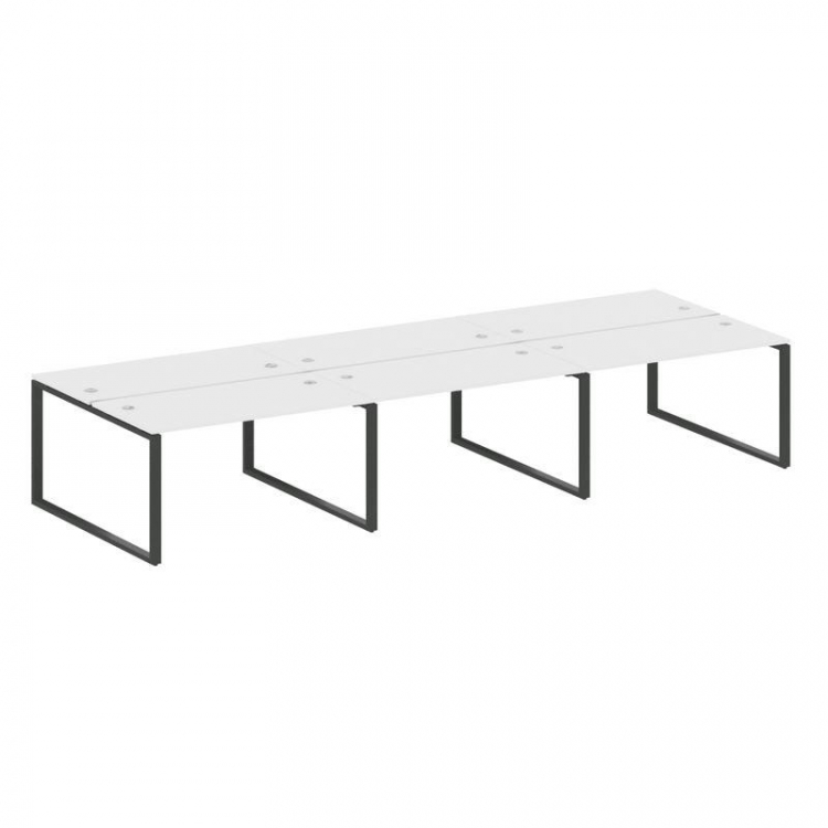 Metal System Рабочая станция на 6 мест на О-образном м/к БО.СМ-6.3 Белый/Металл Антрацит 4200*1475*7