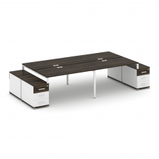 Concept Рабочая станция 4 места с 2 двухсторонними опорными тумбами CN.DRS-327 W Дуб Мали/Белый Брил