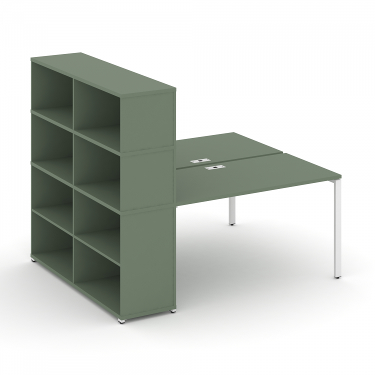 Concept Рабочая станция с опорным стеллажом с надставкой выс. CN.DRS-215 Кобо/Металл Белый 1800*1480