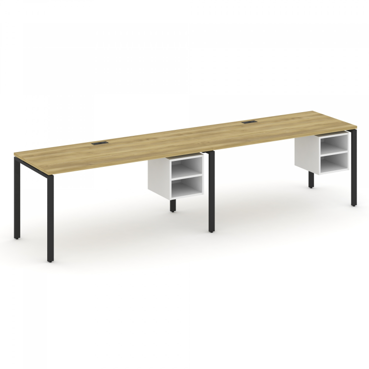 Concept Рабочая станция односторонняя с подвес. тумбами 2 места CN.ORS-108 Дуб Винченцо/Белый Брилли