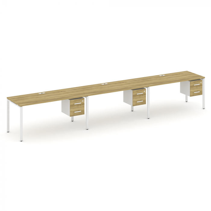 Концепт Рабочая станция односторонняя с подвес. тумбами 3 места CN.ORS-136 W Дуб Винченцо/Белый Брил